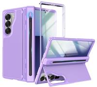 YQODSZ for Samsung Galaxy Z Fold 7 Case with S Pen Holder, [Invisible Kickstand] Military Grade Drop Rugger PC Bumper HD Screen Protector Hinge Protection Shockproof Phone Cover for Z Fold 7 Purple