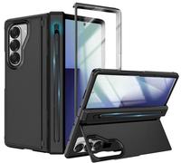 YQODSZ for Samsung Galaxy Z Fold 7 Case with S Pen Holder, [Invisible Kickstand] Military Grade Drop Rugger PC Bumper HD Screen Protector Hinge Protection Shockproof Phone Cover for Z Fold 7 Black
