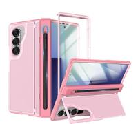 YQODSZ for Samsung Galaxy Z Fold 7 Case with S Pen Holder, [Invisible Kickstand] Military Grade Drop Rugger PC Bumper HD Screen Protector Hinge Protection Shockproof Phone Cover for Z Fold 7 Pink