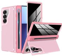 YQODSZ for Samsung Galaxy Z Fold 7 Case with S Pen Holder, [Invisible Kickstand] [Privacy Screen Protector] Military Grade Drop Rugger PC Bumper Hinge Protection Shockproof Cover for Z Fold 7 Pink