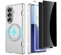 YQODSZ for Samsung Galaxy Z Fold 7 Clear Case with Ring Stand, [2X Privacy Screen Protector] [Compatible Magsafe] [Spring Hinge Cover] Full-Body Slim Crystal Clear Phone Case for Z Fold 7 Clear