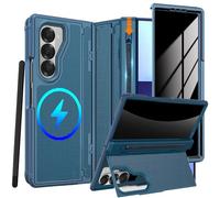 YQODSZ for Samsung Galaxy Z Fold 7 Magnetic Case with S Pen Holder & Stylus, [Invisible Kickstand] Compatible Magsafe Privacy Screen Protector Full Coverage Hinge Cover Phone Case for Z Fold 7 Blue