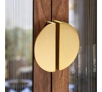 YQOLG87 4 Pcs Half Moon Drawer Pulls,Kitchen Cupboard Handles with Screws,Decorative Door Knobs for Furniture,Solid Aluminum Alloy,Gold/Black Half-Circle Wardrobe Handles,Gold-78mm(3in)