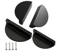 YQOLG87 Half-Circle Handles for Furniture,Kitchen Cabinet Pull Knobs,Half Moon Shaped Drawer Handles,Aluminum Alloy Door Pulls with Screws,Waterproof and Moisture-Proof,Black-100mm(4in)