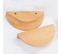 YQOLG87 Half Moon Handles with Screws,Kitchen Cabinet Door Pull Knobs,Solid Beech Wooden Semi Circle Pulls,Wardrobe Drawer Hardware,2Piece Furniture Pulls,Beech-150mm/5.9in