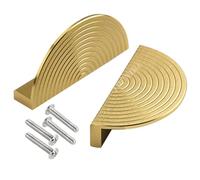 YQOLG87 Solid Drawer Pulls,2Piece Half Moon Furniture Handles,Gold Closet Door Knobs with Screws,for Bathroom/Kitchen Cabinet/Wardrobe Hardware Knobs,Gold-4in/100mm