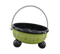 Yqqhrbm Fruit Bowl with Drainage Holes, Dustproof, with Handle, Portable Container, Fruit Tray on A Pedestal for The Kitchen Counter, Household, Green