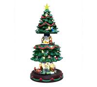 YQQY 19" Christmas Tree Village House - Animated Tabletop Display with Moving Train, Up & Down Christmas Tree, LED Lights, and Holiday Music - Adapter Included Christmas Decor for Home Gift