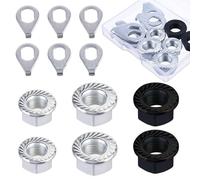YQQYG 12Pcs Bicycle Axle Nuts and Safety Washers, Bike Nuts for Wheels, Carbon Steel M8/M9.5/M10 Bicycle Hub Flanged Axle Nuts, bike wheel washer for Front Rear Mountain Road Kid City Bike Wheel