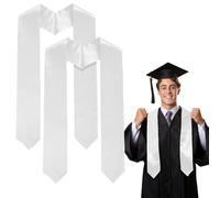 YQQYG 2 Pcs White Graduation Stole, 60" Long Plain Graduation Sash, Unisex Adults Graduation Accessories for Graduation Ceremony and Graduation Photos