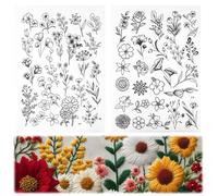 YQQYG 2 Sheets 53 PCS Stick and Stitch Embroidery Patterns, Embroidery Patterns Washable Water-Soluble Stencil for Hand Stitching Small Model