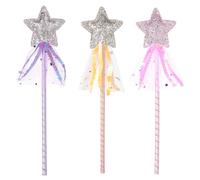 YQQYG 3 Pcs Fairy Wands for Kids, Star Glitter Wands Kit, Princess Wand for Girl Costume Role Play Show Cosplay Birthday Party Favor