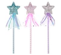 YQQYG 3 Pcs Glitter Star Wands, Princess Wand Kit, Star Fairy Wands, Princess Wands for Girl Costume Role Play Show Cosplay Birthday Party Favor