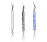 YQQYG 3 PCS Silicone Nail Brush, Dual Tipped Nail Art Sculpture Pen, Rhinestone Nails Carving Tool, 3D Nail Gel Art Tools for Sculpting Gel Shaping Nail Foil Drawing