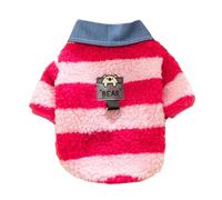 YQQYMBD dog coat Autumn And Winter Puppy Dog clothes Shirt Collar Two-legged Fleece Thick Warm Pet Clothing Cat Clothes-pink-s