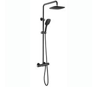 YQQYMBD Shower System with Shower Head, Thermostatic Shower Combo Set Wall Mount Shower Faucet Set, Rain Mixer Shower Combo Set with 3 Mode Handheld Shower, Tub Spout，Black