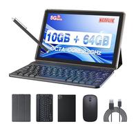 YQSAVIOR Tablet MTK8768 Octa-CORE 10.1Inch RAM 10GB(4GB+6GB Expand) +64GB ROM+1TB Expandable Computer PC with Case/Keyboard/Mouse, IPS 1280 * 800 Screen, 2+8MP Dual Camera, WiFi, BT, (Black Kit)