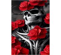 YqsIbth 5D Diamond Painting Kits, DIY Skeleton Diamond Art Kits, Full Drill Arts and Crafts Canvas Painting, DIY Crystal Rhinestone Embroidery for Home Wall Deco 30x40cm