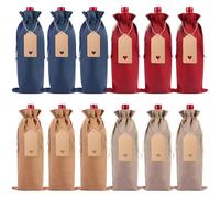 YqsIbth Burlap Wine Gift Bags, 12 Pcs Wine Bottle Covers with Drawstring, Reusable, Wedding, Christmas, Anniversary, Engagement, Thanksgiving, Valentine's Day