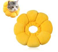 YqsIbth Cute Sunflower Cat Cone Collar, Soft Adjustable Pet Recovery Collar, Yellow Cotton, 20cm, Anti-Bite Lick, Cat Grooming
