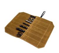 YqsIbth Knife Roll Bag, Waxed Canvas Knife Bag, 7 Slots Knife Cutlery Tool Roll Case Storage Bag Cutlery Tool Roll Chef Knife Bag Chefs Knife Roll Bag for Pro Chefs or Culinary Enthusiasts (Gray)