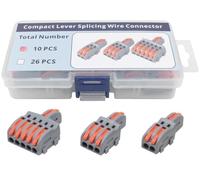 YQSIYU Compact Lever Splicing Wire Connectors kit 1 in 2,3,5 Out Lever Wire Nut, 10 Pcs Quick Connect Electrical Splicing Kit
