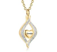 YQSLIN Gold Cremation Necklace for Ashes Always in My Heart Mom/Dad/Grandma Urn Ash Keepsake Memoril Teardrop Pendant Urns for Human Ashes Adult Female, Metal, base