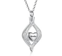 YQSLIN Teardrop Cremation Necklace for Ashes Always In My Heart Mom/Dad/Grandma Urn Ash Keepsake Memoril Pendant Urns for Human Ashes Adult Female, Metal, base