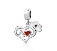 YQSLIN Women Nurses Day Stethoscope Pendant Dangle Heart Bead Charms Compatible with Pandora Bracelets