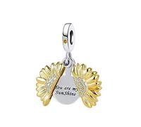 YQSLIN You are My Sunshine Sunflower Charms Compatible with Pandora Bracelet Gold Dangle Bead