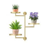 YQSLYSF 3-Tier Rotating Metal Window Plant Shelves Hanger, Wall-Mounted Gold Holder, Floating Shelf for Indoor Pots up to 6", Home Décor Gift for Plant Lovers