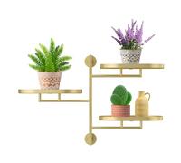 YQSLYSF WIndow Rotating Plant Stand Shelf Indoor Gold Metal Floating Shelves 3-Tier Wall Mount Plant hanger Holders for Wall Planter Modern Home Decor window sill gifts