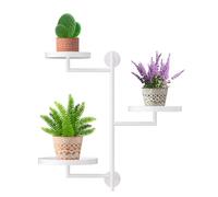 YQSLYSF Window Rotating Plant Stand Shelf Indoor White Metal Floating Shelves 3-Tier Wall Mount Plant Holders for Living Room Wall Planter Modern Home Decor for Gardening
