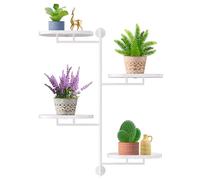 YQSLYSF Window Rotating Plant Stand Shelf Indoor White Metal Floating Shelves 4-Tier Wall Mount Plant hanger Holders for Wall Planter Modern Home Decor window sill gifts