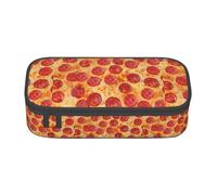 YQTGBCED 3D Pizza Pepperoni Print Large Capacity Pen Case with Organizer,Oxford Cloth Material,Multiple Compartments