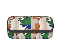 YQTGBCED Abstract Irish Flag Map Print Large Capacity Pen Case with Organizer,Oxford Cloth Material,Multiple Compartments