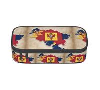 YQTGBCED Abstract Montenegrin Flag Map Print Large Capacity Pen Case with Organizer,Oxford Cloth Material,Multiple Compartments