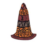 YQTGBCED African Mud Cloth Tribal Print Hooded Cloak For Halloween,Renaissance Style,Perfect For Role Play And Parties