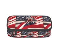 YQTGBCED American Flag Firework Print Large Capacity Pen Case with Organizer,Oxford Cloth Material,Multiple Compartments
