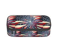 YQTGBCED American Flag Firework Print Large Capacity Pen Case with Organizer,Oxford Cloth Material,Multiple Compartments