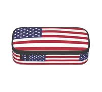 YQTGBCED American Flag Print Large Capacity Pen Case with Organizer,Oxford Cloth Material,Multiple Compartments