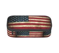 YQTGBCED American Flag Print Large Capacity Pen Case with Organizer,Oxford Cloth Material,Multiple Compartments