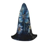 YQTGBCED Art Blue Dragonfly Print Hooded Cloak For Halloween,Renaissance Style,Perfect For Role Play And Parties