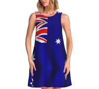 YQTGBCED Australian Flag Print Stylish Knee-Length Sundress with Pockets,for Beach Vacation and Everyday Wear