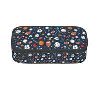 YQTGBCED Baseball Basketball Football Hockey Print Large Capacity Pen Case with Organizer,Oxford Cloth Material,Multiple Compartments