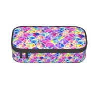 YQTGBCED Beautiful Rainbow Colors Mermaid Print Large Capacity Pen Case with Organizer,Oxford Cloth Material,Multiple Compartments