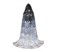 YQTGBCED Blue Hexagons And Diamonds Print Hooded Cloak For Halloween,Renaissance Style,Perfect For Role Play And Parties