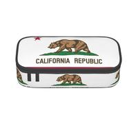 YQTGBCED California State Flag Print Large Capacity Pen Case with Organizer,Oxford Cloth Material,Multiple Compartments