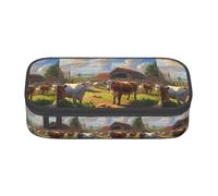 YQTGBCED Cattle Farm Sanctuary Print Large Capacity Pen Case with Organizer,Oxford Cloth Material,Multiple Compartments