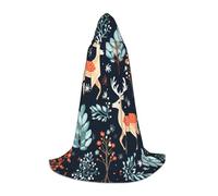 YQTGBCED Christmas Trees Deer Print Hooded Cloak For Halloween,Renaissance Style,Perfect For Role Play And Parties